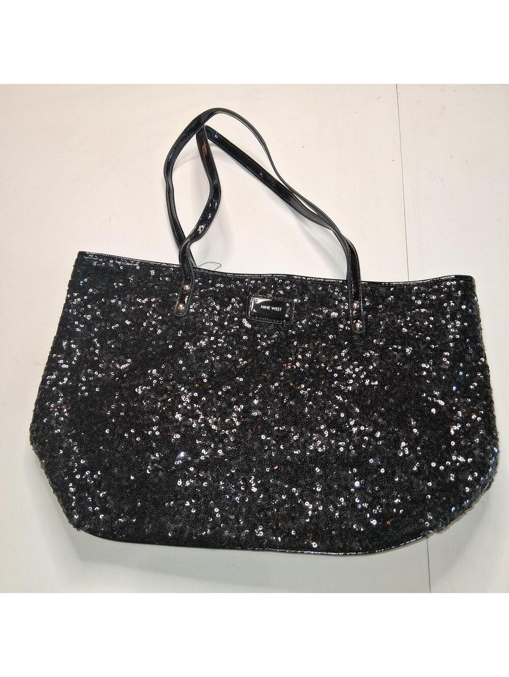 Nine West Black Sequin Tote Bag with black and Silver Sequins